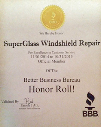 SuperGlass Windshield Repair Honor Roll